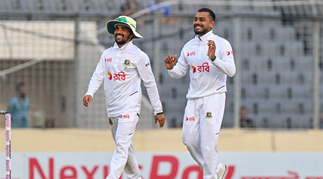 ৩৮৬ রানে অলআউট পাকিস্তান, মিরাজের ৫ উইকেট