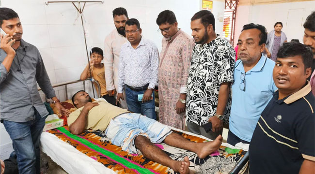 আহত সাংবাদিকের পাশে বরিশাল সাংবাদিক নির্যাতন প্রতিরোধ কমিটি