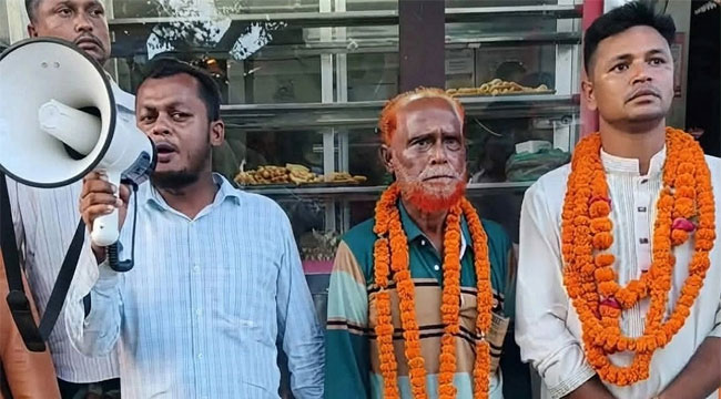 জামিনে মুক্ত মাদক মামলার আসামিকে ফুল দি‌য়ে বরণ কর‌লেন বিএনপি নেতা