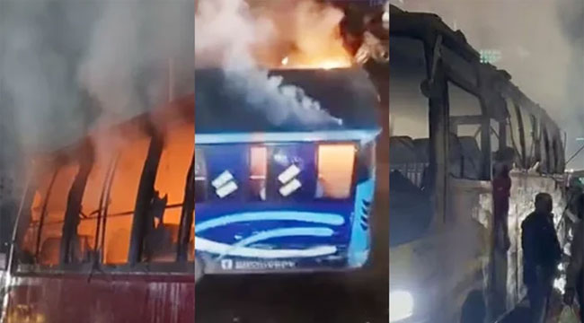 কড়া নিরাপত্তার মাঝেও রাজধানীতে ৩ বাসে আগুন, ককটেল বিস্ফোরণ