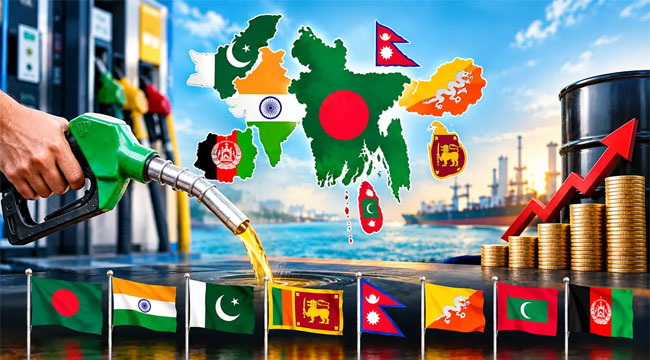 জ্বালানির দাম দক্ষিণ এশিয়ার কোন দেশে কত?